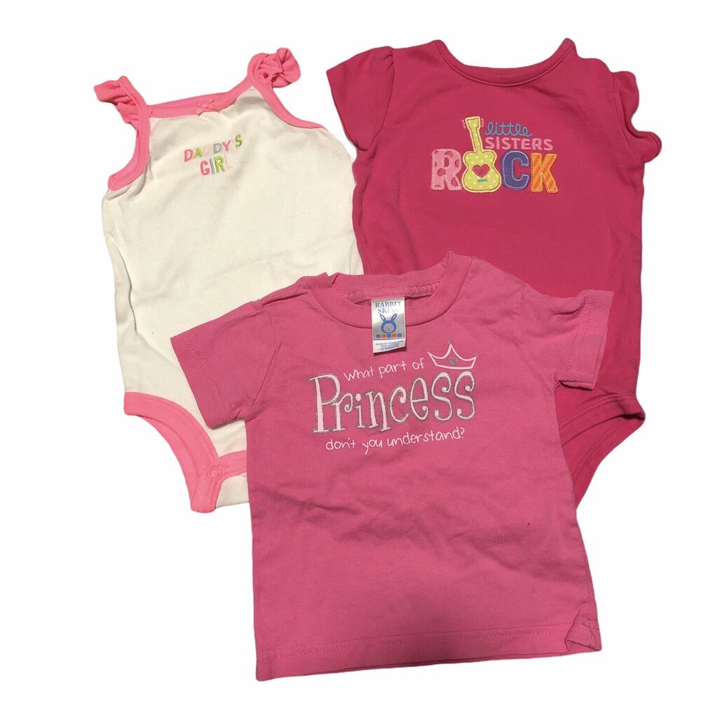 Carter's White Daddy Pink Sister Onesie Princess Shirt 12-18m